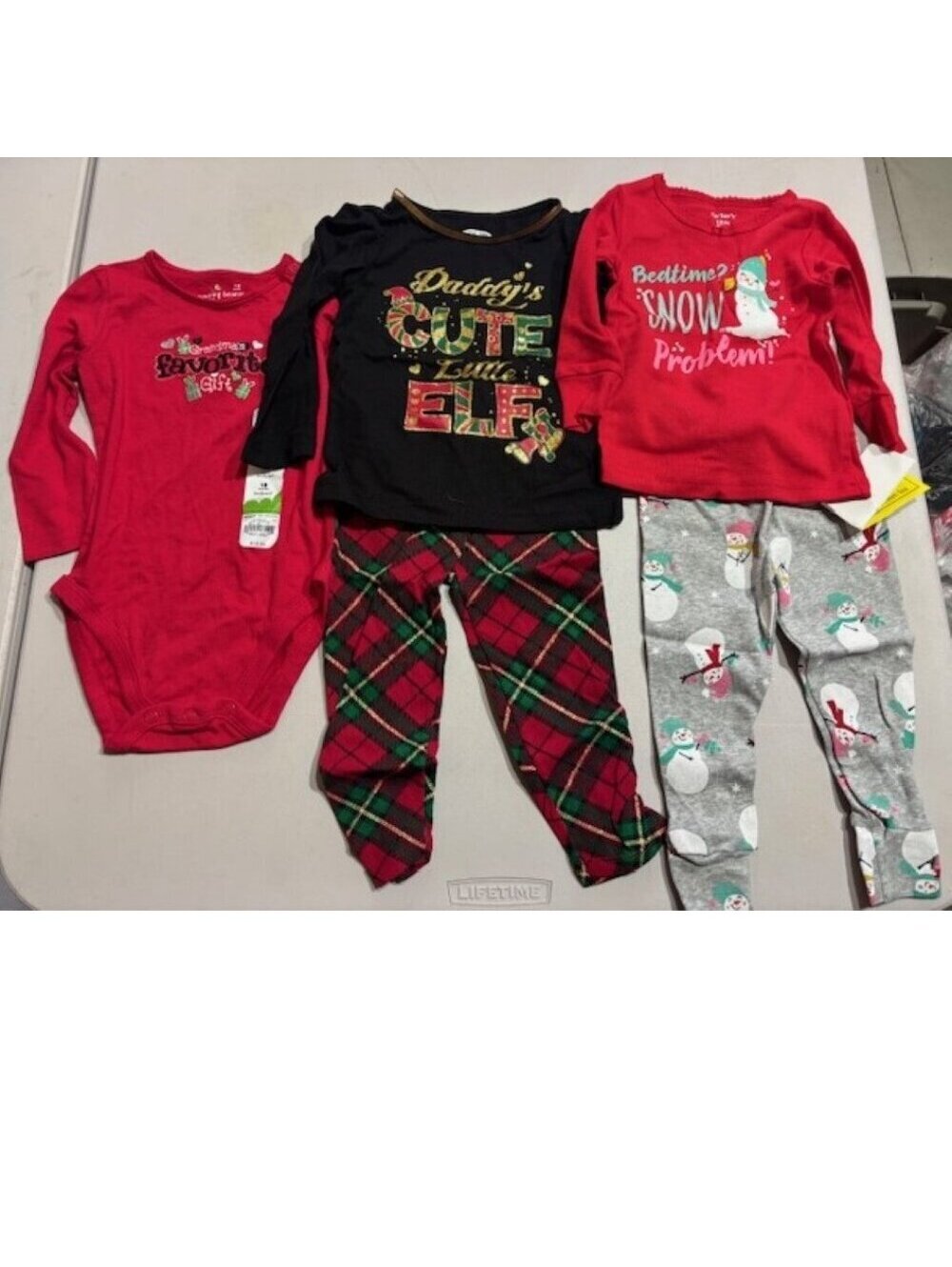 Girls 5 Pc Christmas Set 18 mths Pajamas, Bodysuit, Long Sleeve Top & Pants